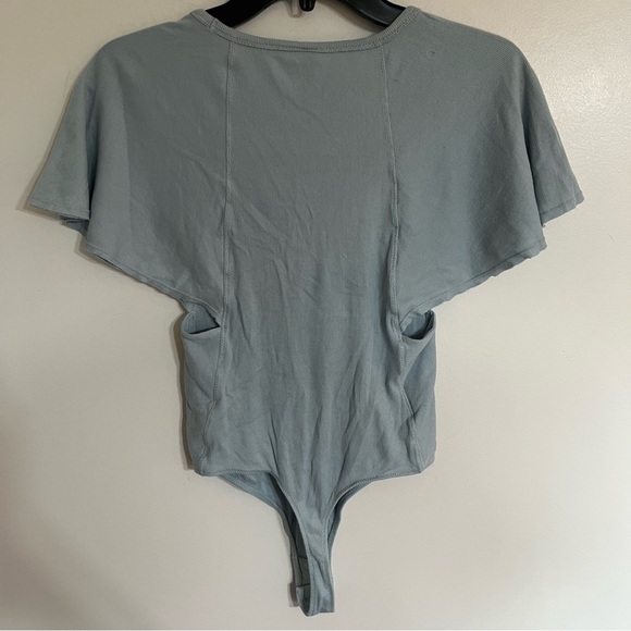 Free People Women's Byron Ribbed Bodysuit in Foggy Seaglass Blue Size Small - Picture 9 of 9